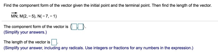Solved Find the component form of the vector given the | Chegg.com