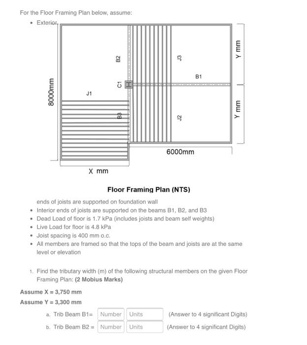 Solved For the Floor Framing Plan below, assume: • Exterior, | Chegg.com