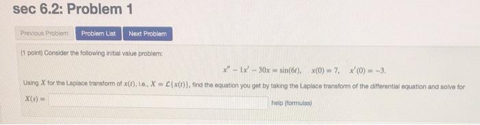 Solved sec 6.2: Problem 1 Previous Problem Problem List Next | Chegg.com