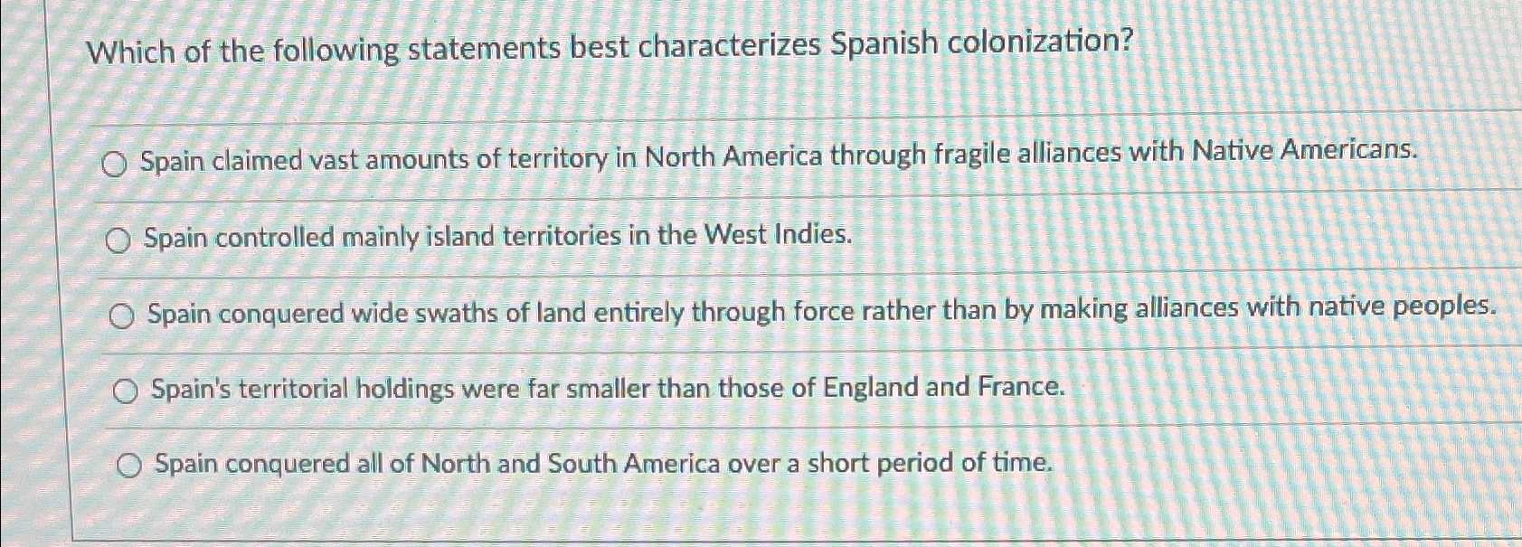Solved Which of the following statements best characterizes | Chegg.com