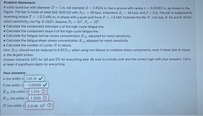Solved Problem Statement: = A solid round bar with diameter | Chegg.com
