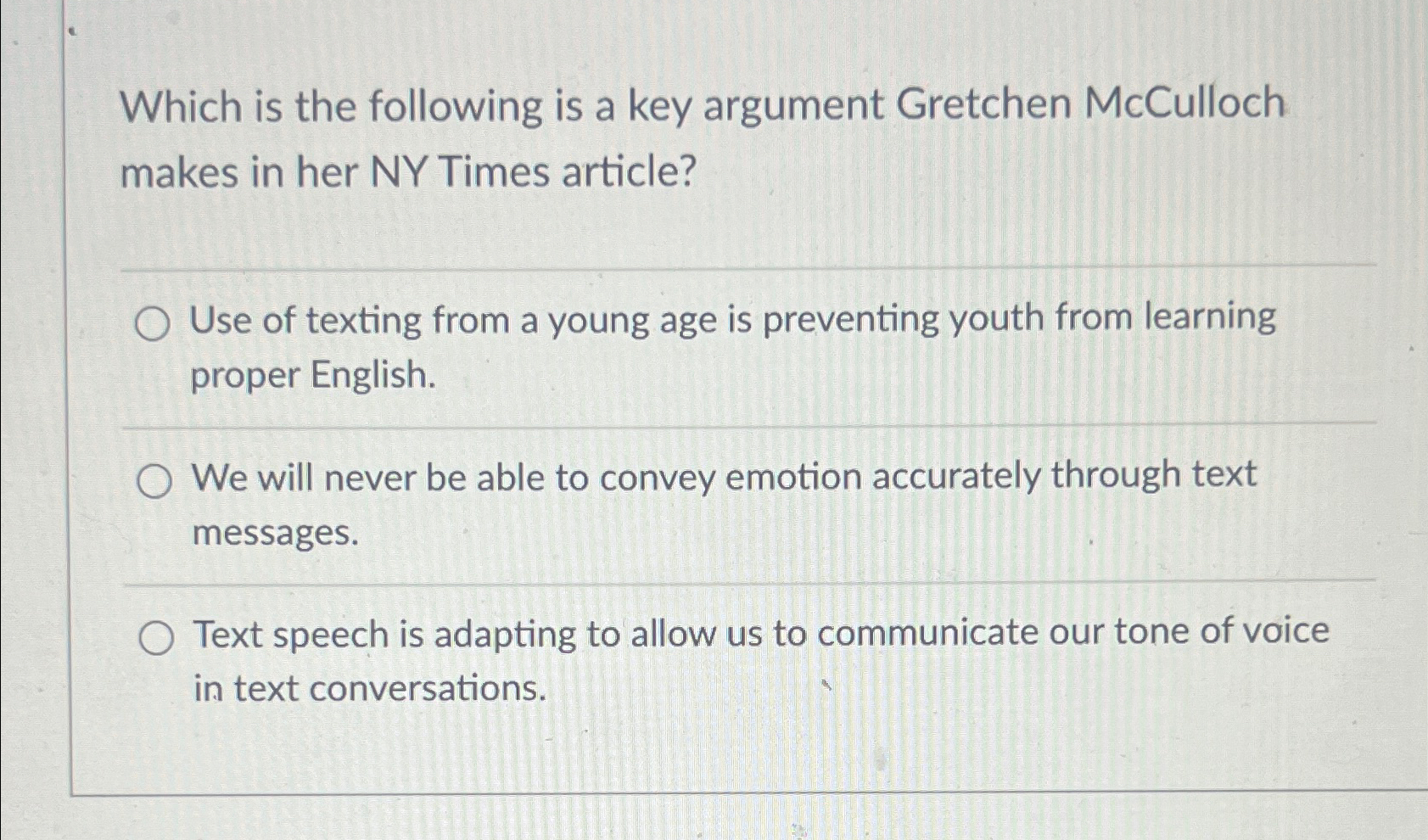 Solved Which is the following is a key argument Gretchen | Chegg.com
