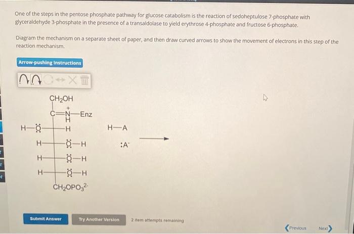 Solved One of the steps in the pentose phosphate pathway for | Chegg.com