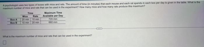 Solved maximum number of mice and fats that can be used in | Chegg.com