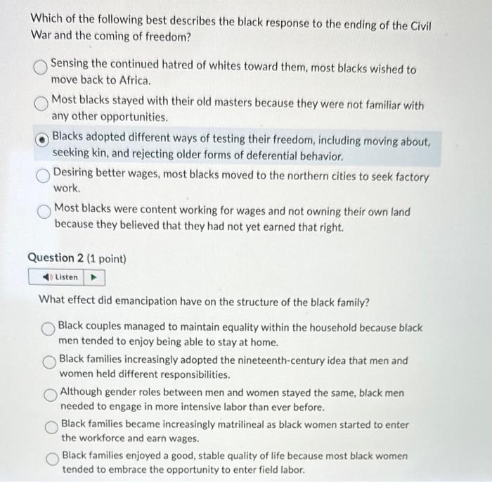 Which of the following best describes the black | Chegg.com