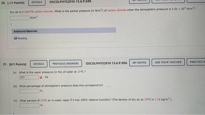 Solved 20 1 Points] Details Oscolphys2016 13 6 P 049