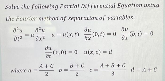 Solved Solve the following Partial Differential Equation | Chegg.com