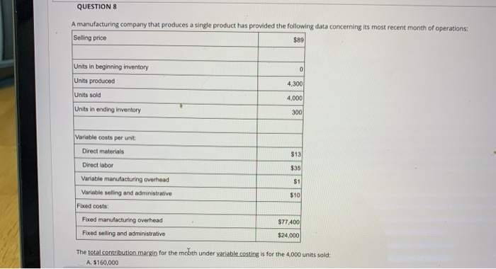 Solved QUESTIONS A manufacturing company that produces a | Chegg.com