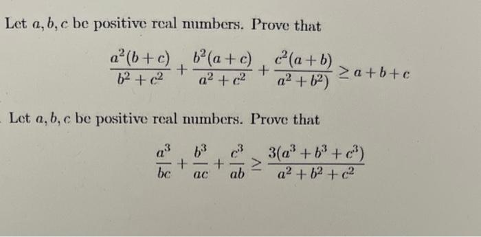 Solved Let A,b,c Be Positive Real Numbers. Prove That | Chegg.com