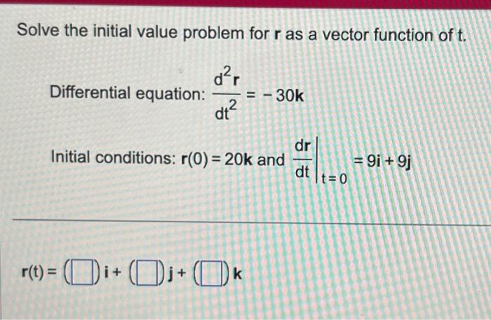 Solved Solve the initial value problem for r as a vector | Chegg.com