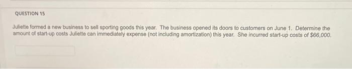 Solved Juliette formed a new business to sell sporting goods | Chegg.com