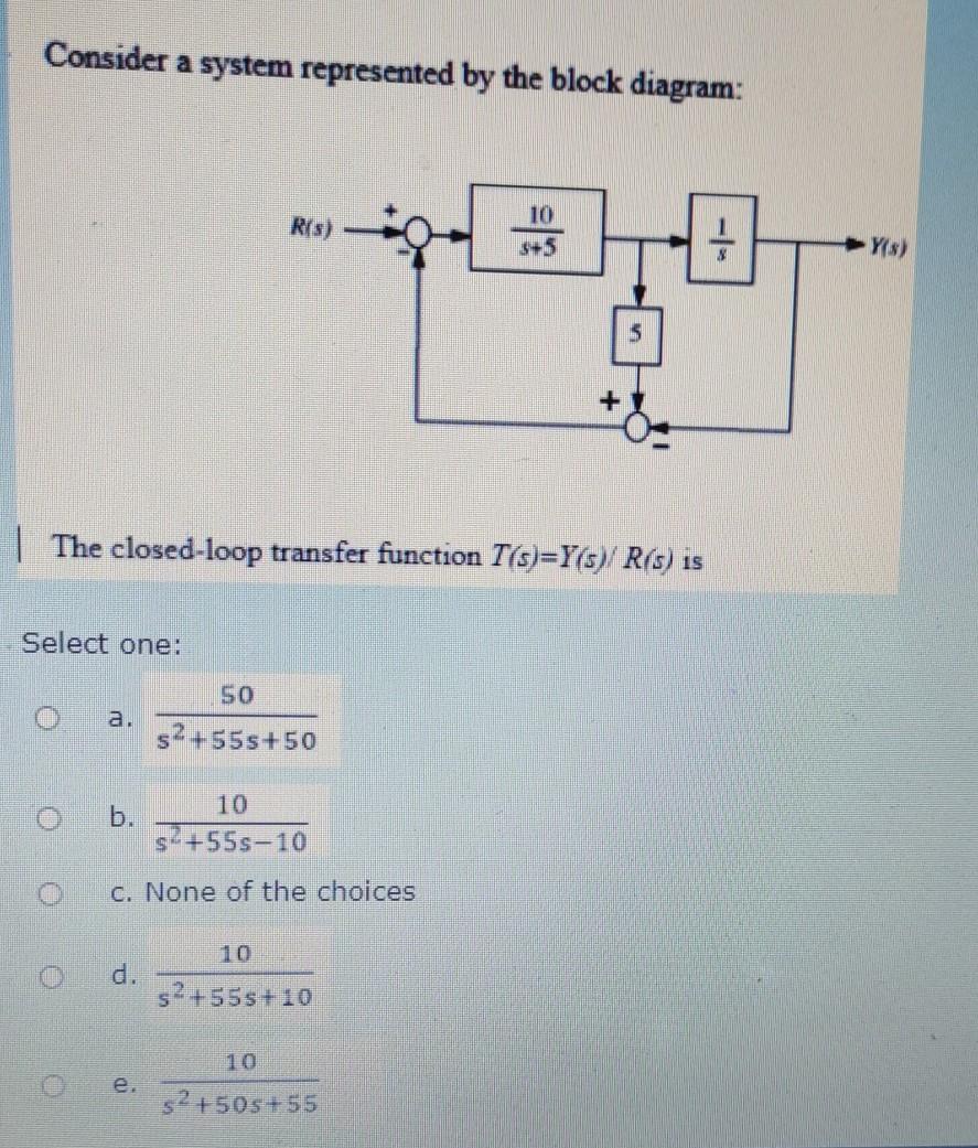 Solved Consider a system represented by the block diagram: | Chegg.com