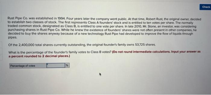 Solved Rust Pipe Co. Was Established In 1994. Four Years | Chegg.com