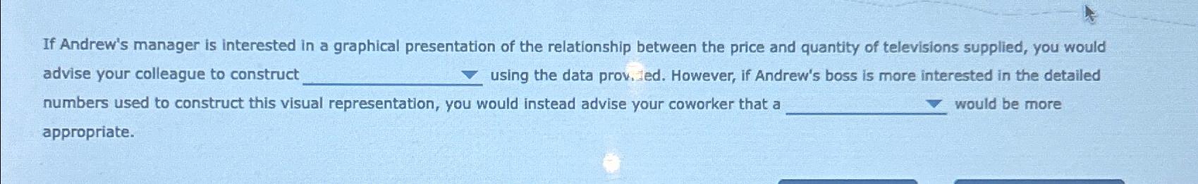 Solved If Andrew's manager is interested in a graphical | Chegg.com