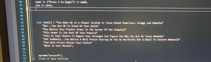 Solved i need help connecting my code. C++. text based game. | Chegg.com
