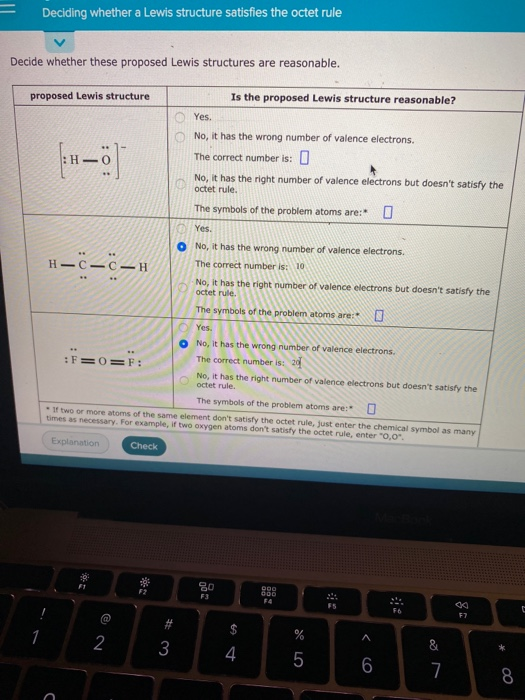Solved - Deciding whether a Lewis structure satisfies the | Chegg.com