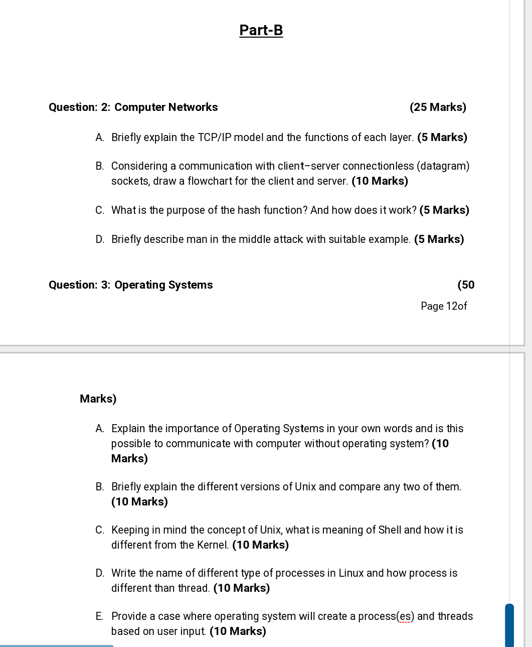 Solved Part-B Question: 2: Computer Networks (25 Marks) A. | Chegg.com