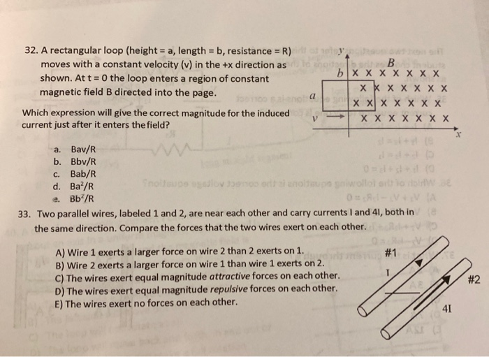 Solved 32 A Rectangular Loop Height A Length B Re Chegg Com