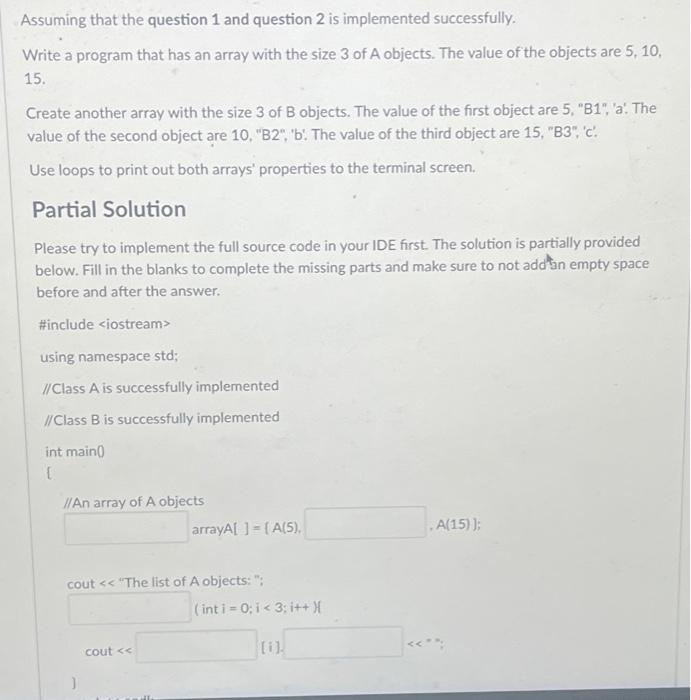 Solved Problem Statement - Create a class called A. Add one | Chegg.com