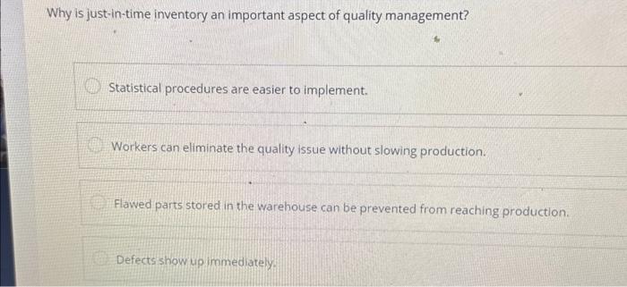 Solved ccording to the concept of total quality management, | Chegg.com