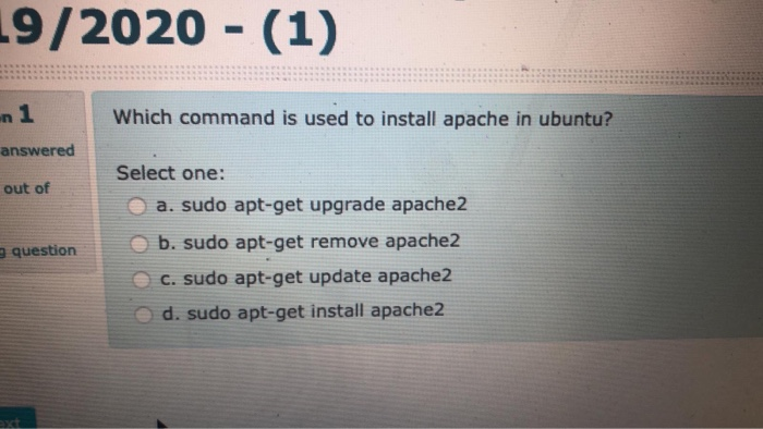 Solved 19 2020 1 N 1 Which Command Is Used To Install Chegg