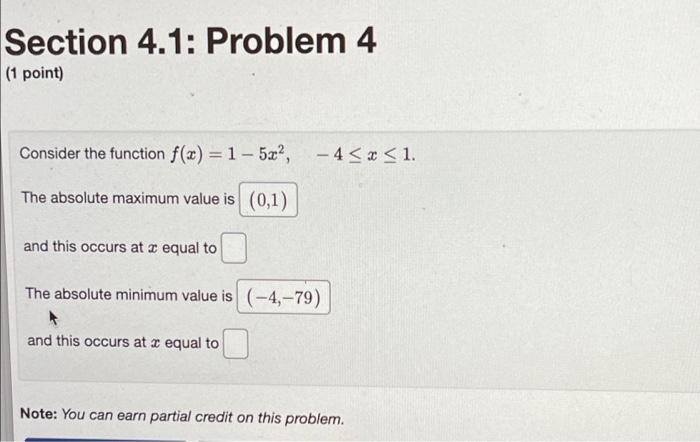 Solved Section 4.1: Problem 4 (1 point) Consider the | Chegg.com