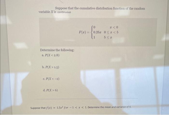 Solved Suppose That The Cumulative Distribution Function Of | Chegg.com