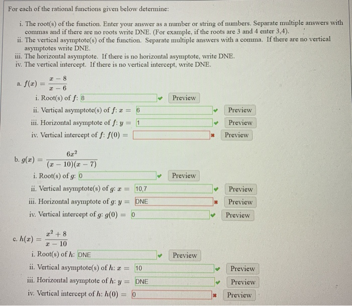 Solved For each of the rational functions given below | Chegg.com