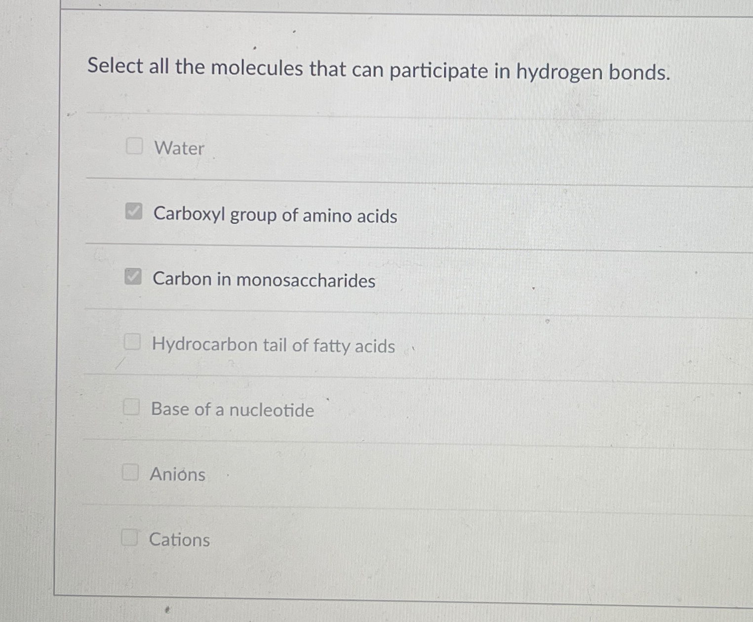 Solved Select all the molecules that can participate in | Chegg.com