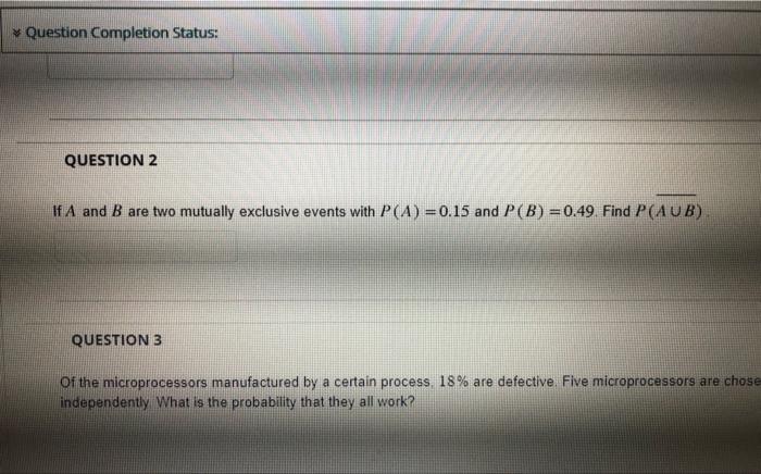 Solved If A and B are two mutually exclusive events with | Chegg.com