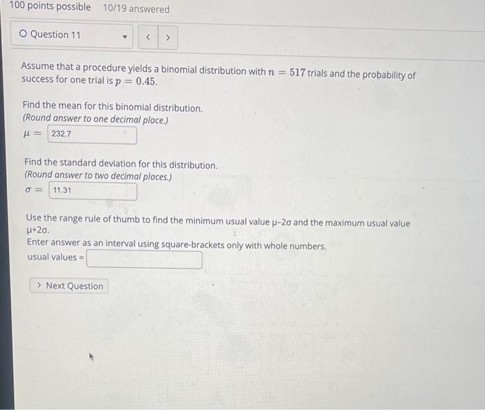 Solved 100 points possible 10/19 answered O Question 11 | Chegg.com