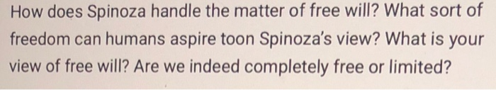 How does Spinoza handle the matter of free will? What | Chegg.com