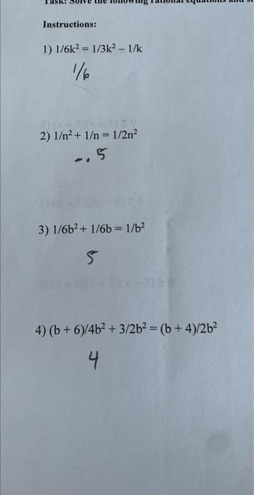 Solved solve the following rational equations and state | Chegg.com
