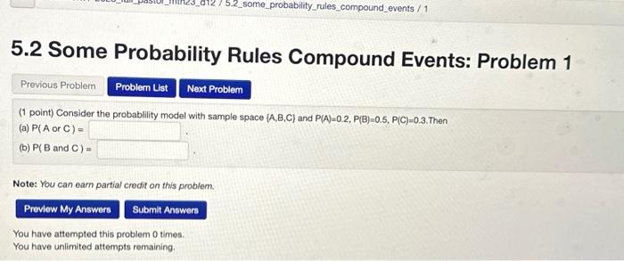 Solved 5.2 Some Probability Rules Compound Events: Problem 1 | Chegg.com