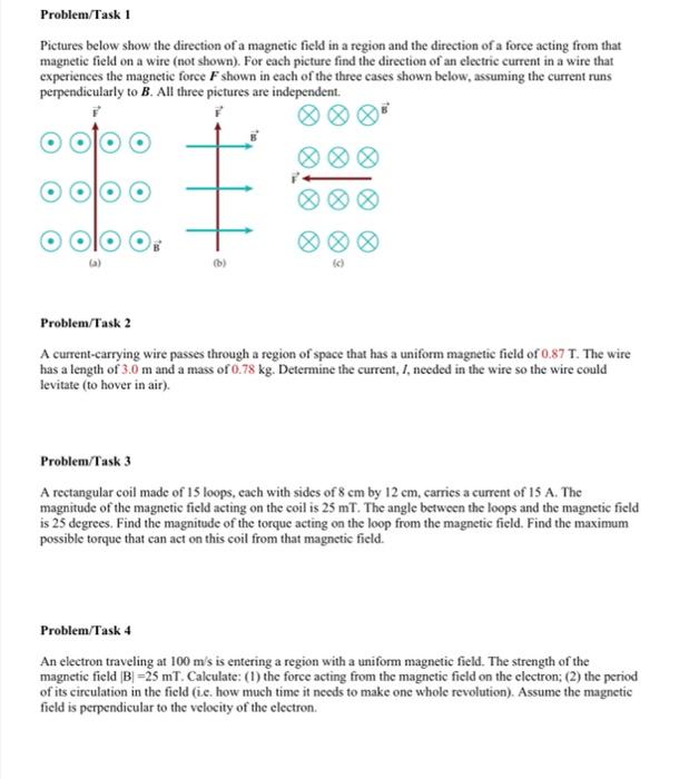Solved Problem/Task 1Pictures below show the direction of a | Chegg.com