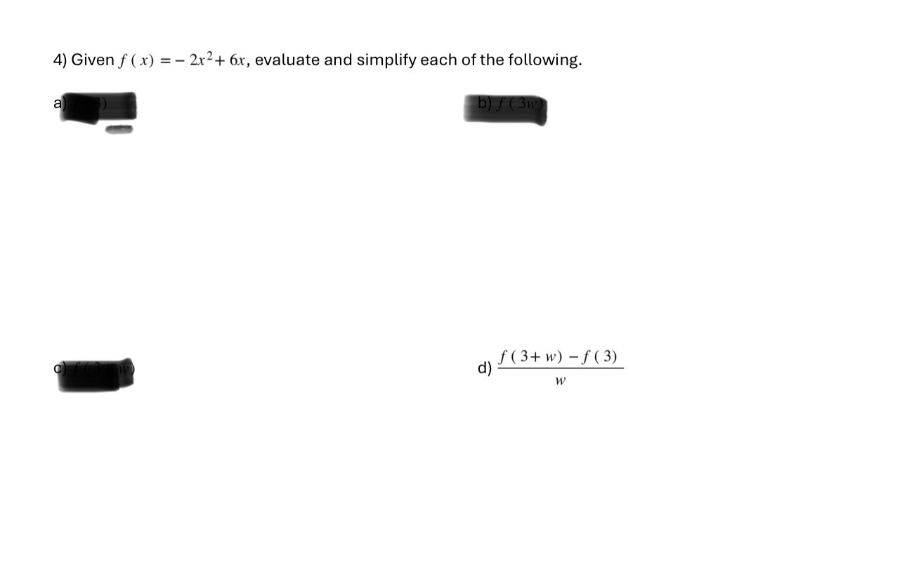 Solved Given F X 2x2 6x ﻿evaluate And Simplify Each Of