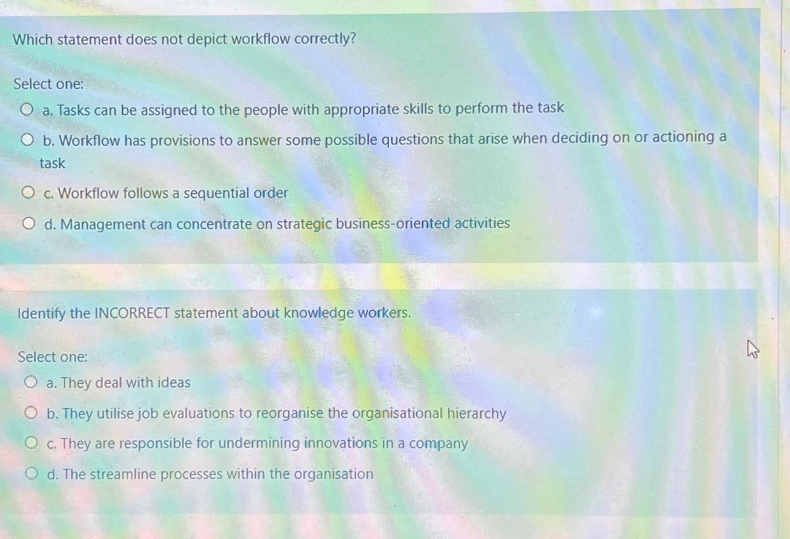 Solved Which statement does not depict workflow | Chegg.com