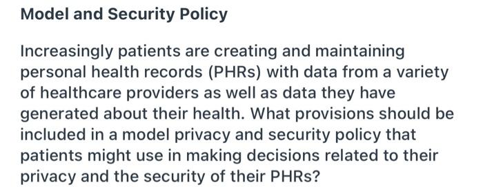 What Provisions Should Be Included In A Model Privacy And Security Policy