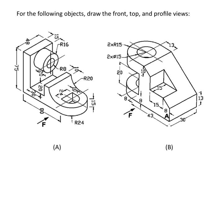 28 For the following objects, draw the front, top, | Chegg.com