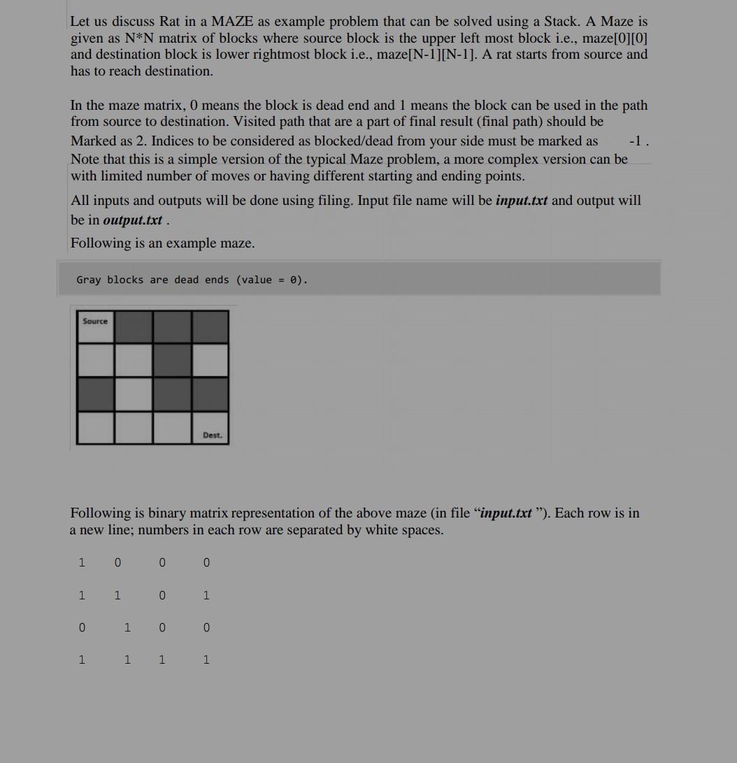 Solved Let us discuss Rat in a MAZE as example problem that | Chegg.com