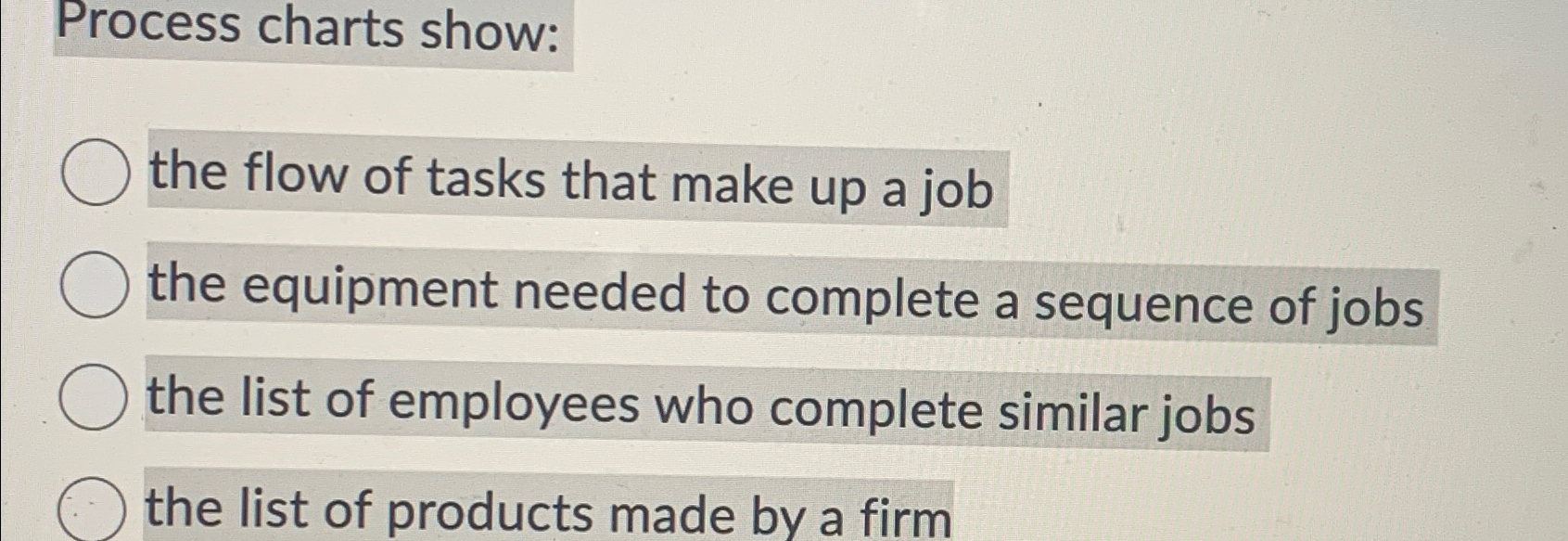 Solved Process charts show:the flow of tasks that make up a | Chegg.com