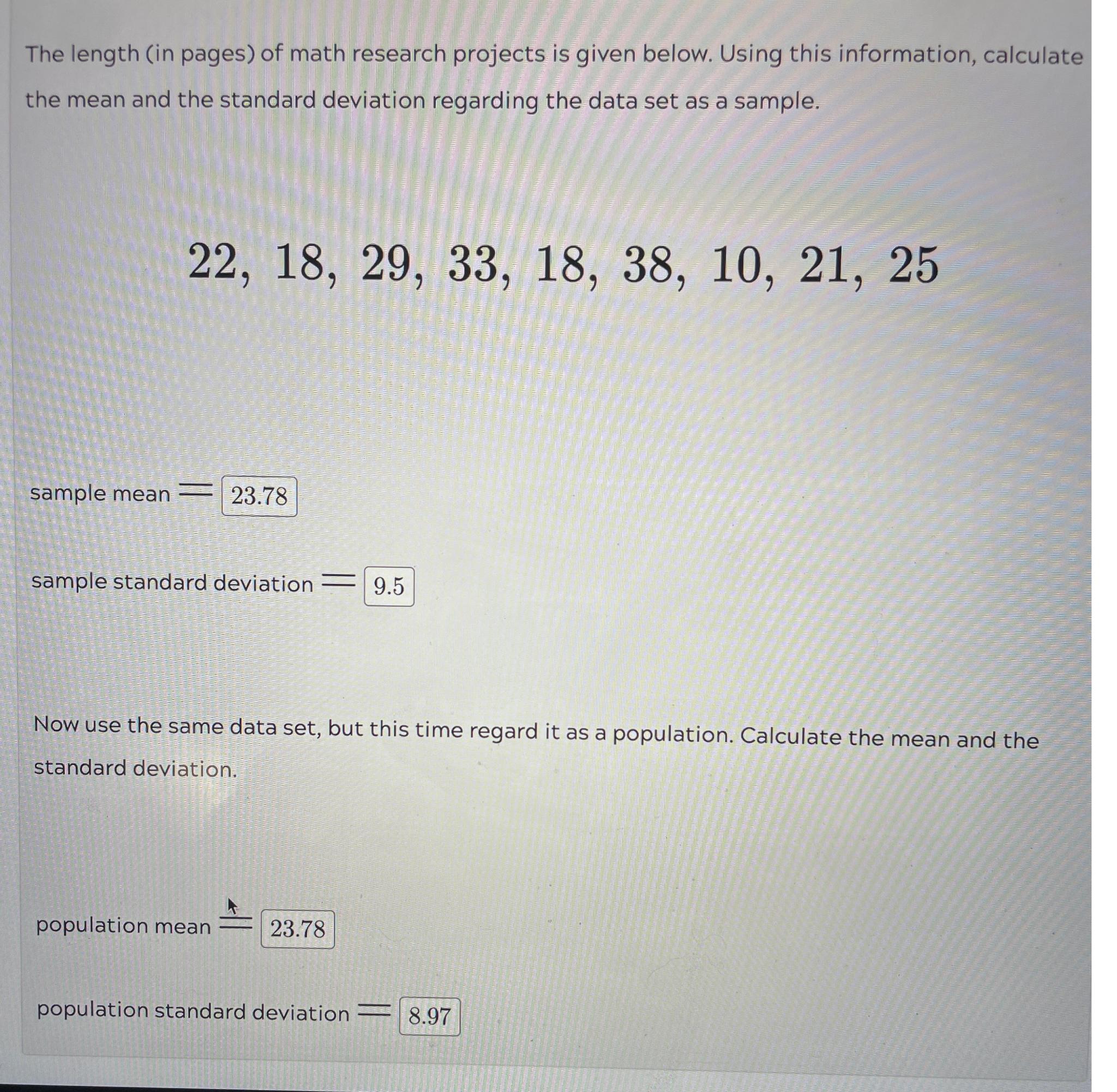 Solved the length in pages of math research projects is chegg