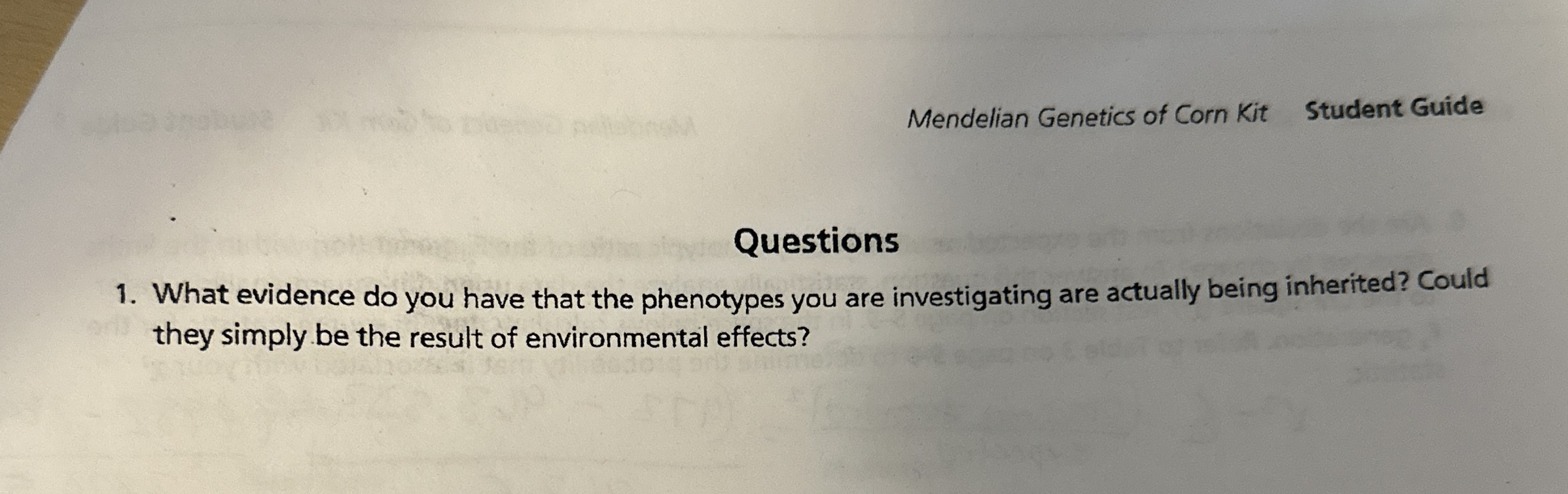 Solved Mendelian Genetics of Corn KitStudent | Chegg.com