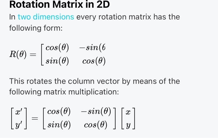 Solved this is a Matrix in computer graphics for 2D rotation | Chegg.com