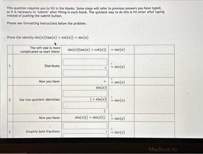 Solved This question requires you to fill in the blanks. | Chegg.com