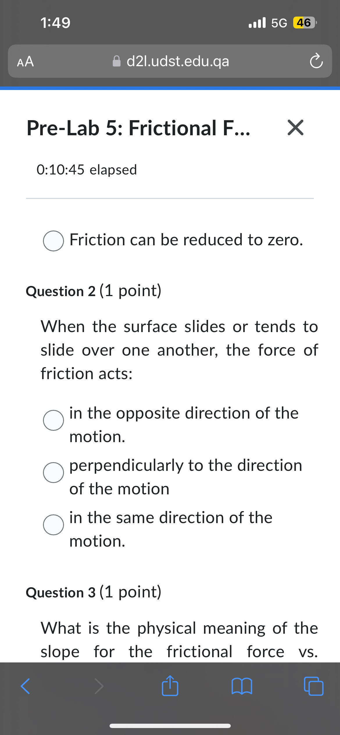 149.الl 5G 46AAd2l.udst.edu.qaPreLab 5 Frictional