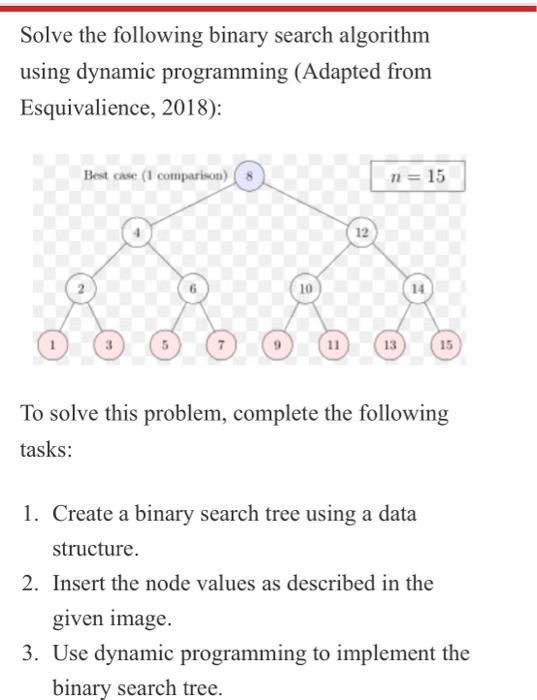 Solved Solve the following binary search algorithm using | Chegg.com