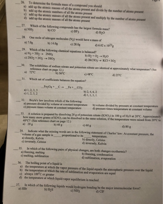 Solved To determine the formula mass of a compound you | Chegg.com