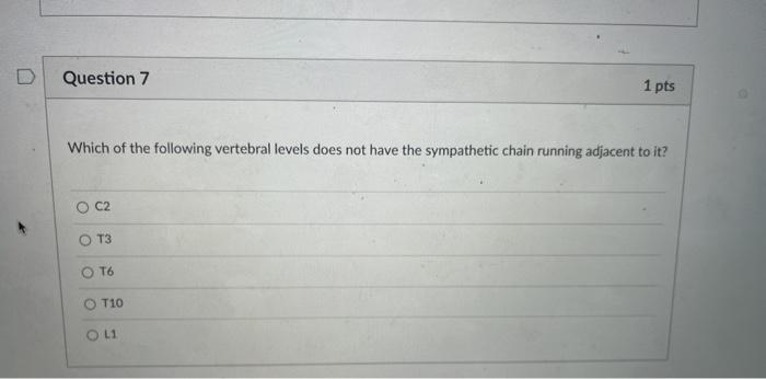 Solved Question 7 1 pts Which of the following vertebral | Chegg.com