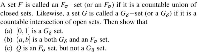 Solved A set F is called an F set or an F if it is a